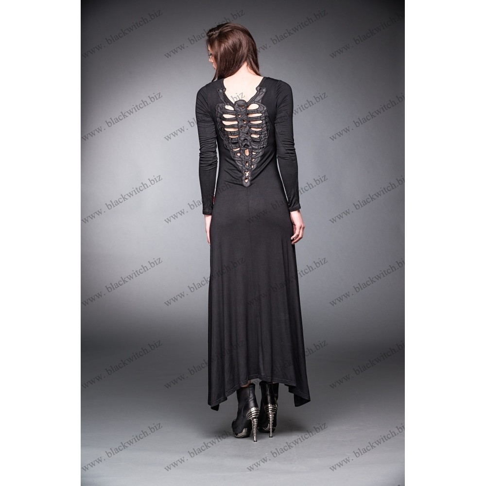 Complex zwak inch Lange Zwarte jurk met ribben - 1683
