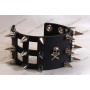 Lederen armband met schedels en spikes 6cm