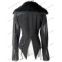 Jacket with crocodile-leather sleeves, fur collar