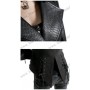 Jacket with crocodile-leather sleeves, fur collar