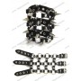 Lederen armband met drie rijen spikes 10cm