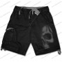 Vintage Cargo Shorts Black Shadow Skull