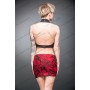 Red mini skirt with lots of different skulls