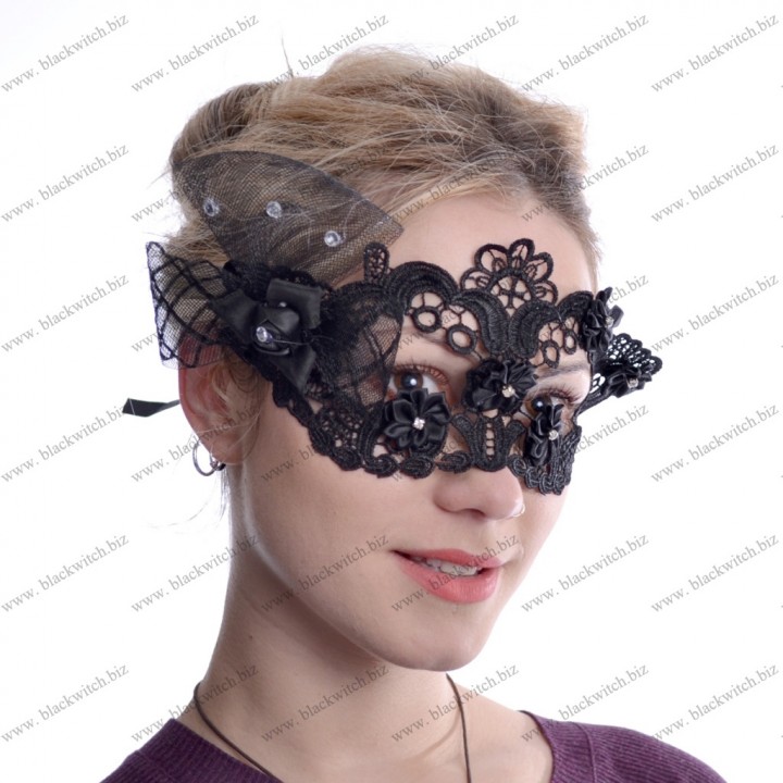 Rose lace mask ladies black
