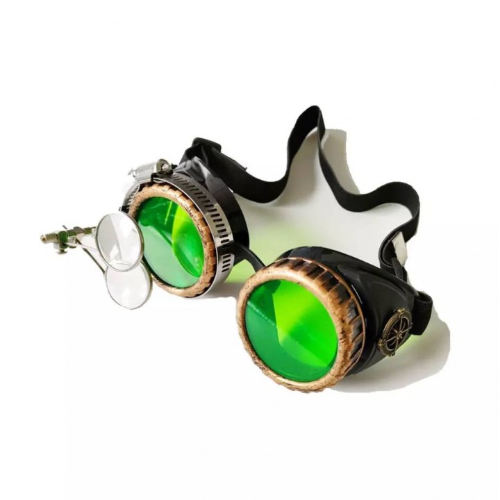 Goggles Steampunk Glasses with LED Light Lenses Color:A-02