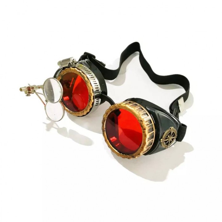 Goggles Steampunk Glasses with LED Light Lenses Color:A-03