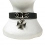 1 Row German Cross Leather Neckband - Black