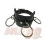 3 Row width 3 medium rings Leather Wristband - Black