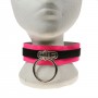 2 Row Fl Pink with Black Strip w/Medium ring Leather Neckband - F.Pink (25) Black (23)