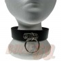 2 Row Handle Plate Medium Ring Leather Neckband / Leather Chocker - Black