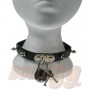 1 Row Small Spike and Padlock Leather Neckband / Leather Chocker - Black (26)