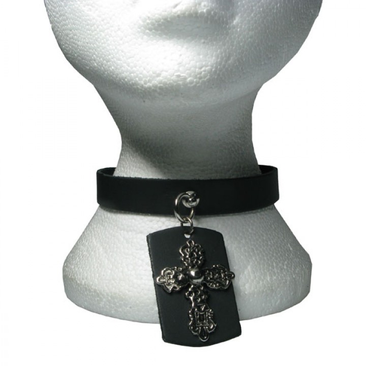 1 Row width with Crucifix / Cross metal fitting attached - Black