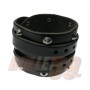 4 ROW WRAP 65MM ROUND WB W/ CONICAL Leather Wristband - Black