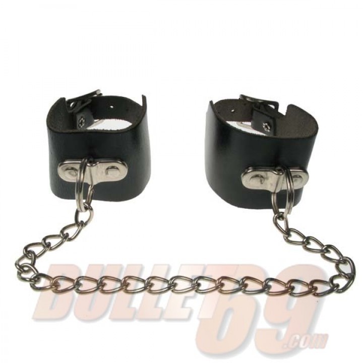 3 Row Plain Fetish Handcuff -Black (38)