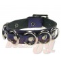 1 Row 7 rings Leather Wristband - Purple
