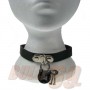 1 Row Padlock Leather Neckband / Leather Chocker - Black