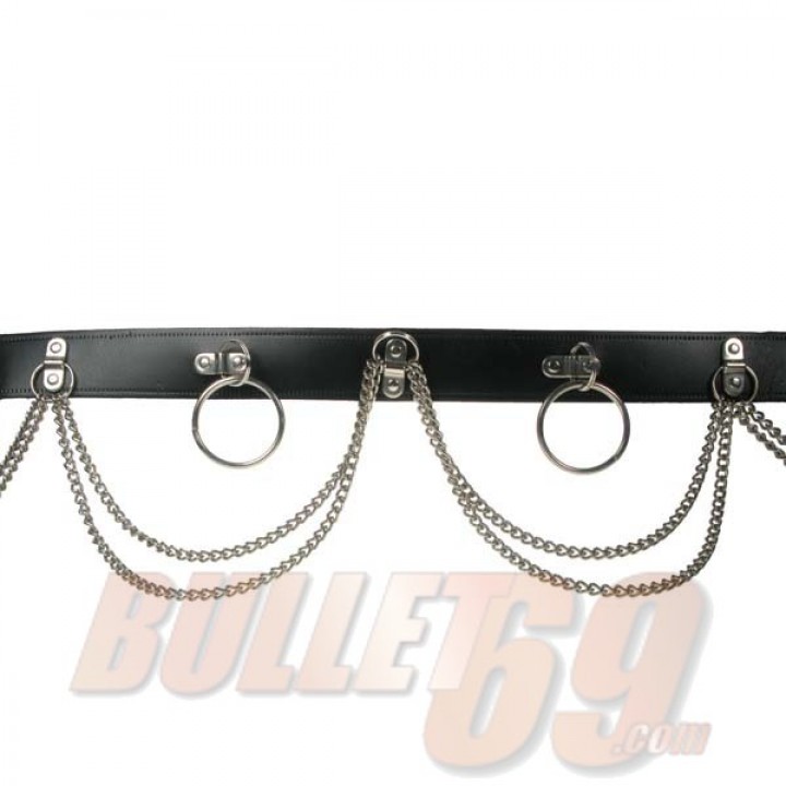 51mm DISC/RING/DOUBLE CHAIN Leather Belt / Sid Belt - Black