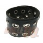 4 Row width 2 row eyelet Leather Wristband - Black