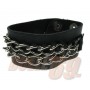 2 Row width Chain Leather Wristband - Black Buttoned