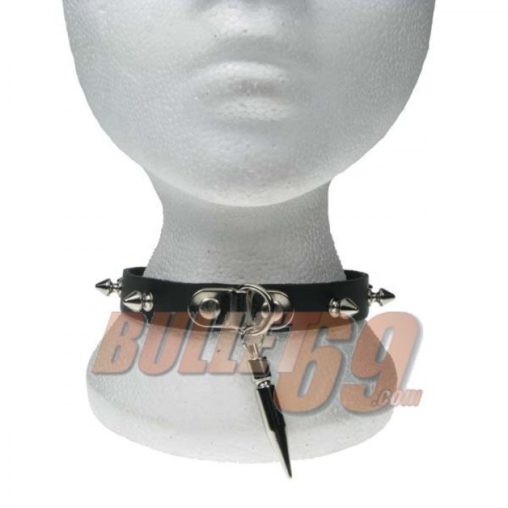 1 row spike with large spike in middle Leather Neckband / Leather Chocker - Black
