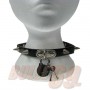 1 Row Small Cone Spike and Padlock Leather Neckband / Leather Chocker - Black (26)
