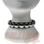 1 Row circle fitting Leather Neckband / Leather Chocker - Black (19)
