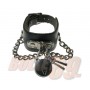 3 Row width Handle Plate and Padlock with Chain Leather Wristband - Black