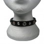 Conical & Red Jewel Fitting 1 row Leather Neckband / Leather Chocker - Black (21)
