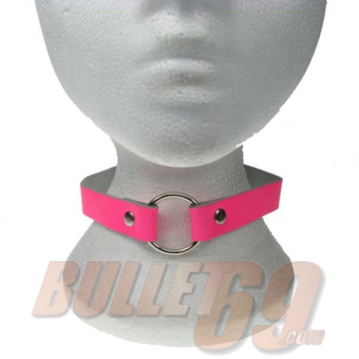 1 row pink neckband with 1 small ring Leather Neckband / Leather Chocker - F.Pink (23)