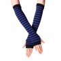 Striped Elbow Gloves dark blue stripe