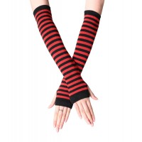 Striped Elbow Gloves  red stripe