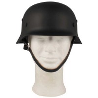 Steel helmet WW II, black, with leather inner part