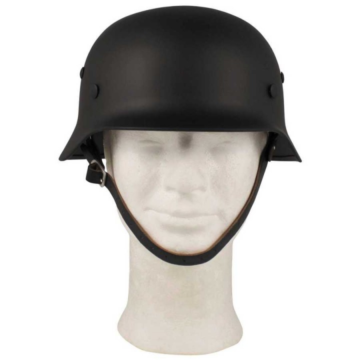 Stalen helm WO II, zwart, met lederen binnenzijde