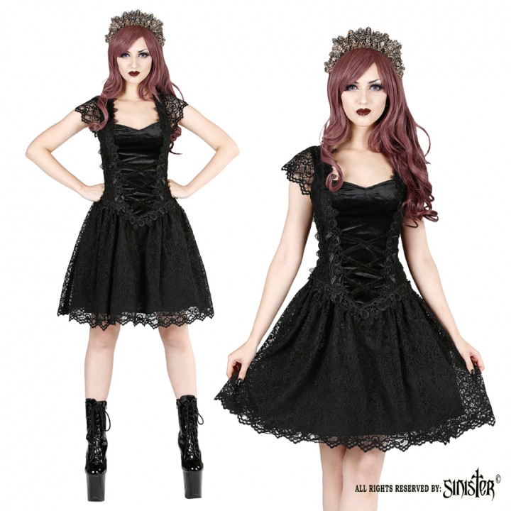 Black lace gothic lolita mini dress