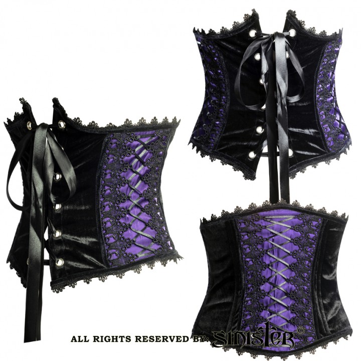 Black velvet underbust purple